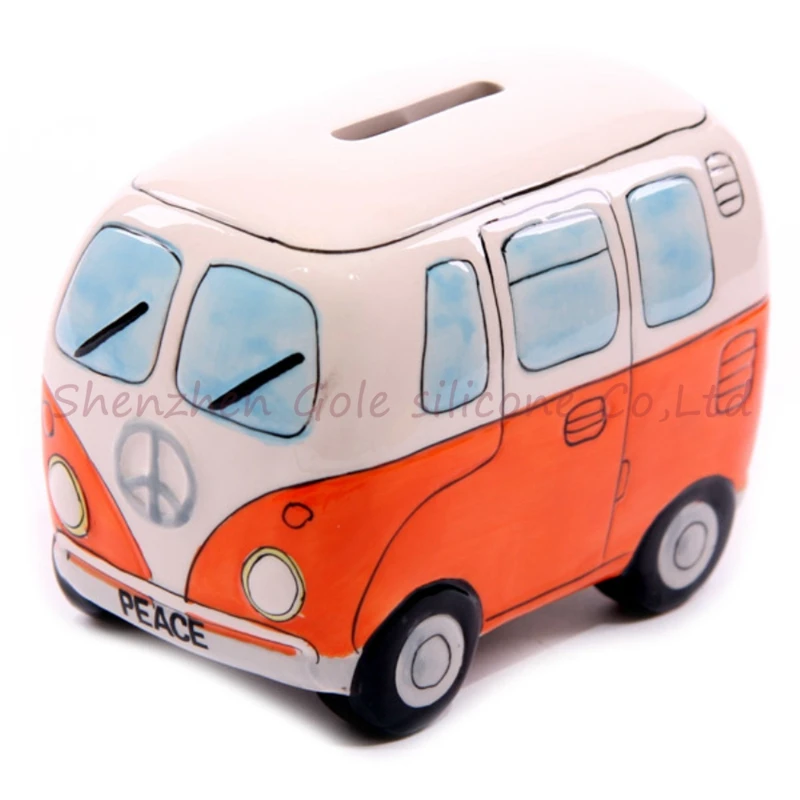 Camper Van Shaped Money Box Creative Car Shape Saving Money Box Coin Piggy Bank Ceramic Bus