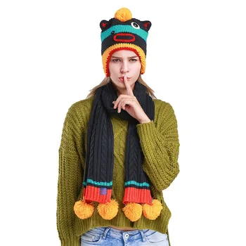 

2pcs Set Women Hat Scarf Winer Cap And Scarf Women Warm Cap Casual Knit Beanies Ensemble Bonnet Echarpe
