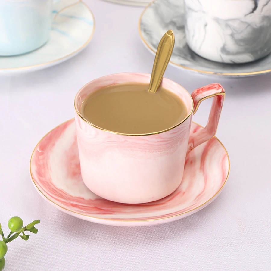Макарон мраморные керамические кофейные чашки Tazas де кафе костяные чайные наборы капучино креативные кубеки посуда домашние блюда 5B013