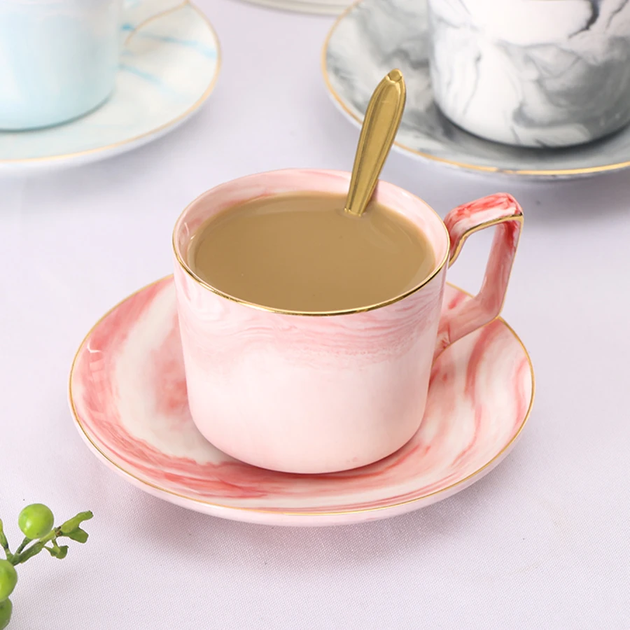 Макарон мраморные керамические кофейные чашки Tazas De Cafe костяные чайные сервизы