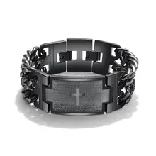 Черный хирургический стальной Bacelet наручный браслет мужской браслет де люкс серебро или золото цвет христианский крест браслеты