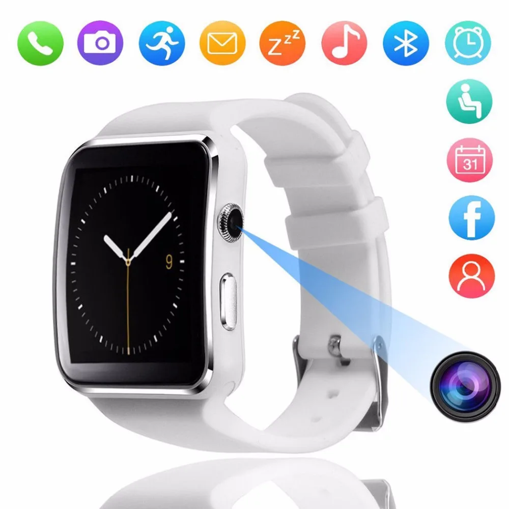 

Hollvada Bluetooth Smart Watch Smartwatch X6 Android Phone Call Relogio 2G GSM SIM TF Card Camera Slot Push Message Men Watch