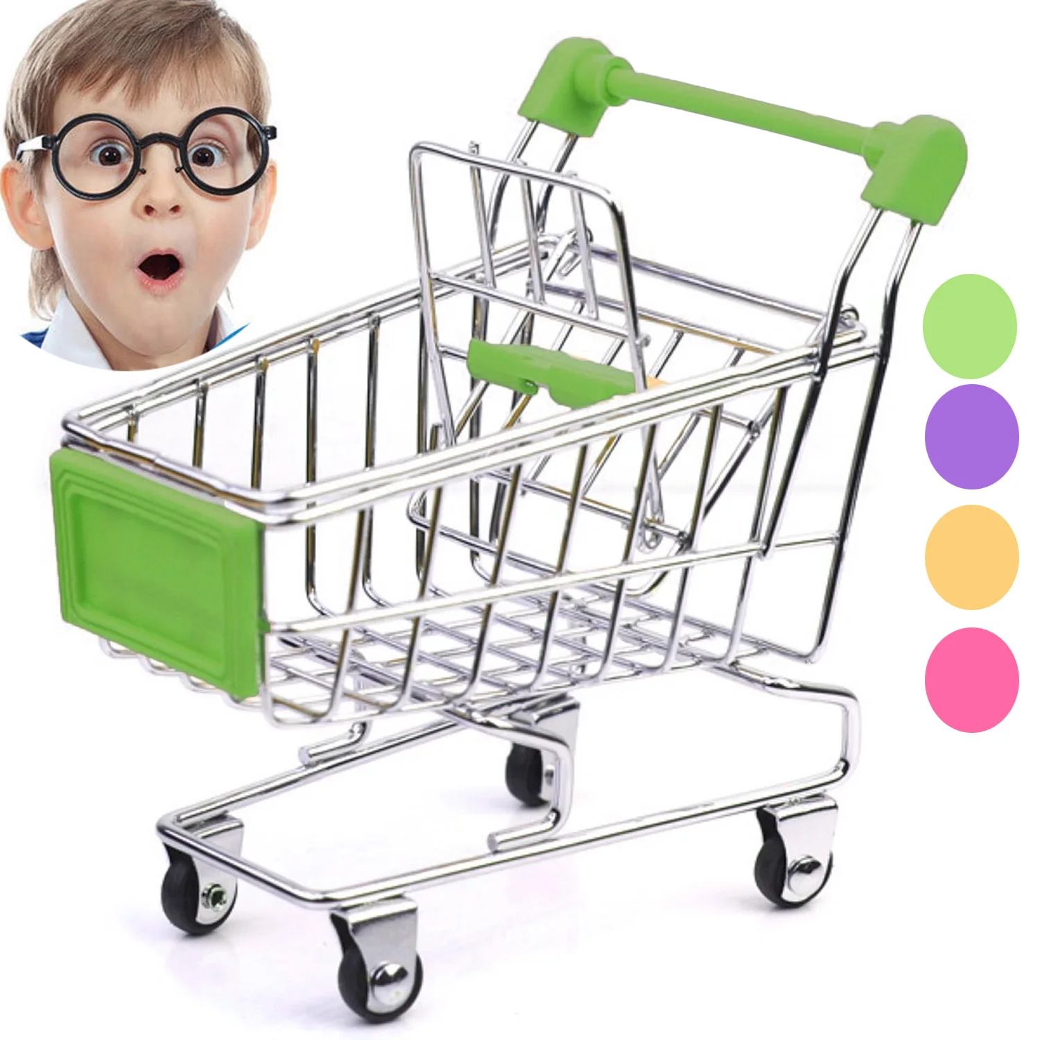 Simulation Supermarket Shopping Cart Trolley Toy basket Folding