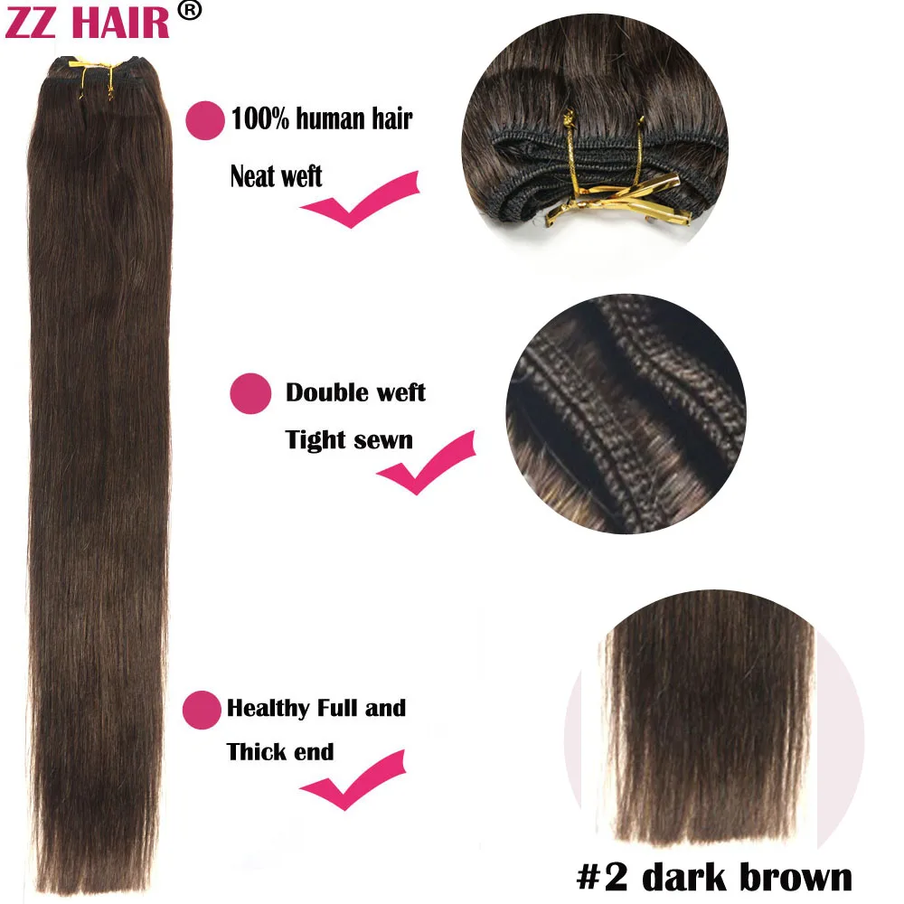 ZZHAIR г/шт. 100 16 "-24" Искусственные волосы одинаковой направленности волосы ткацкий Уток 100% пряди человеческих волос для наращивания прямые