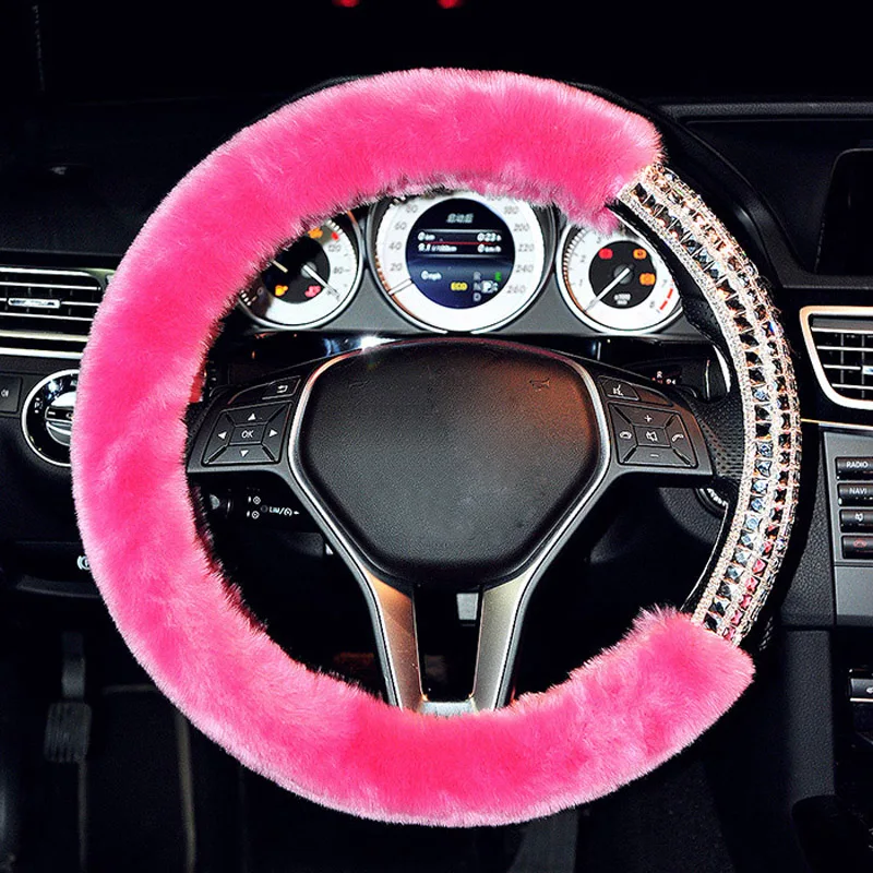 Winter Plush Fur Car Steering Wheel Covers Car Styling Crystal Rhinestone Steering-Wheels Cover for Women Girl Auto Accessories Winter Plush Fur Car Steering Wheel Covers Car Styling Crystal Rhinestone Steering-Wheels Cover for Women Girl Auto Accessories