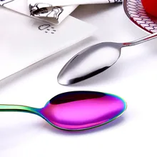 Многоцветная креативная основная настольная ложка из нержавеющей стали, плоская посуда, мороженое для питья, кухонная посуда, Новинка# LC