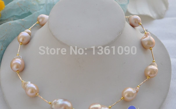 

bjc 000206 PINK baroque KESHI REBORN PEARL GOLDEN NECKLACE (C0309)