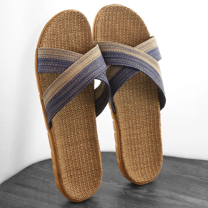 Suihyung Women Summer Flax Slippers Mixed Colors Cross Belt Couple Indoor Slippers Casual Flat Sandals Ladies Slides Flip Flops Suihyung Women Summer Flax Slippers Mixed Colors Cross Belt Couple Indoor Slippers Casual Flat Sandals Ladies Slides Flip Flops