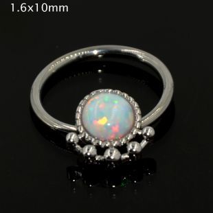 Surgical Steel Opal Stone Septum Nose Ring Opal Ball Closure Nipple Tragus Eyebrow Lip Belly Piercing Earring Body Jewelry