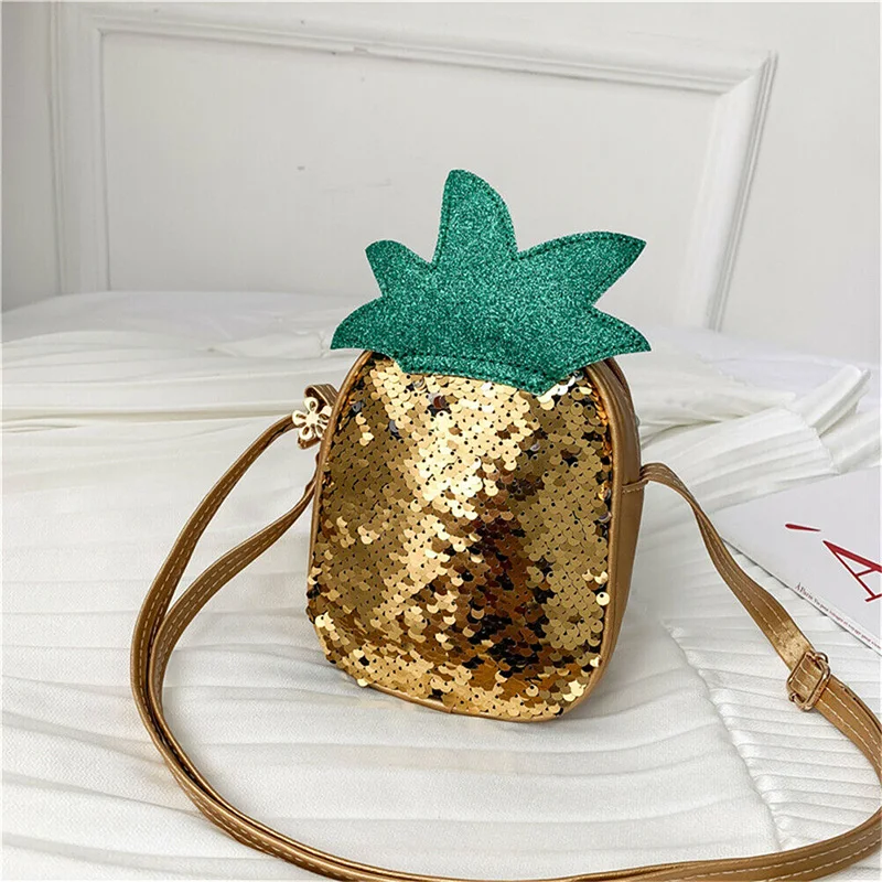 Children Kid Girls Bling Sequin Handbag Shoulder Messenger Bags Crossbody Packs Fruits Cute Lovely Gifts Fashion New