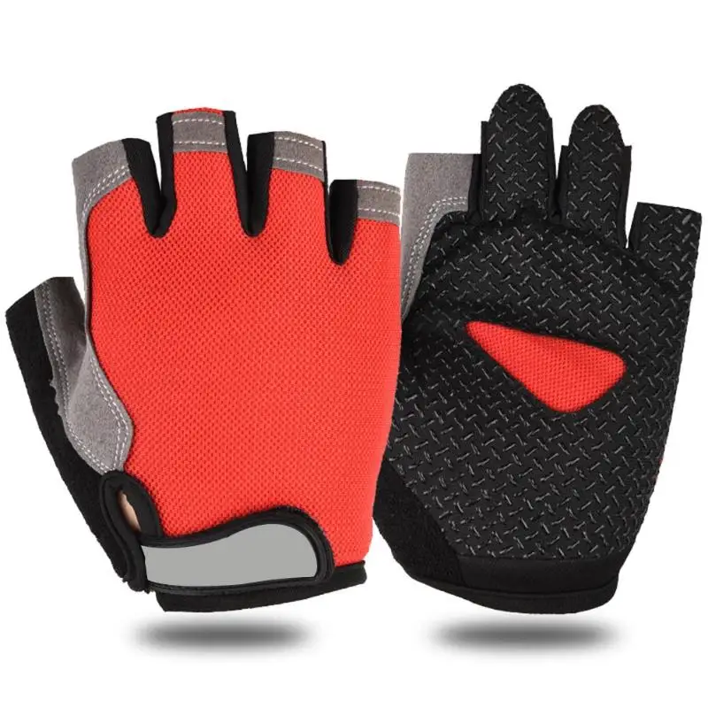1 пара летних велосипедных перчаток, противоскользящие мужские и женские перчатки с полупальцами, дышащие спортивные перчатки для горного велосипеда, велосипедные перчатки L XL - Цвет: Красный