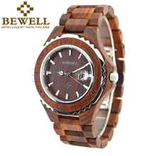 BEWELL Brand Wood Watch for Men Waterproof Zebra Wood Mens Watches Top Brand Luxury Wristwatch reloj de los hombres with Box