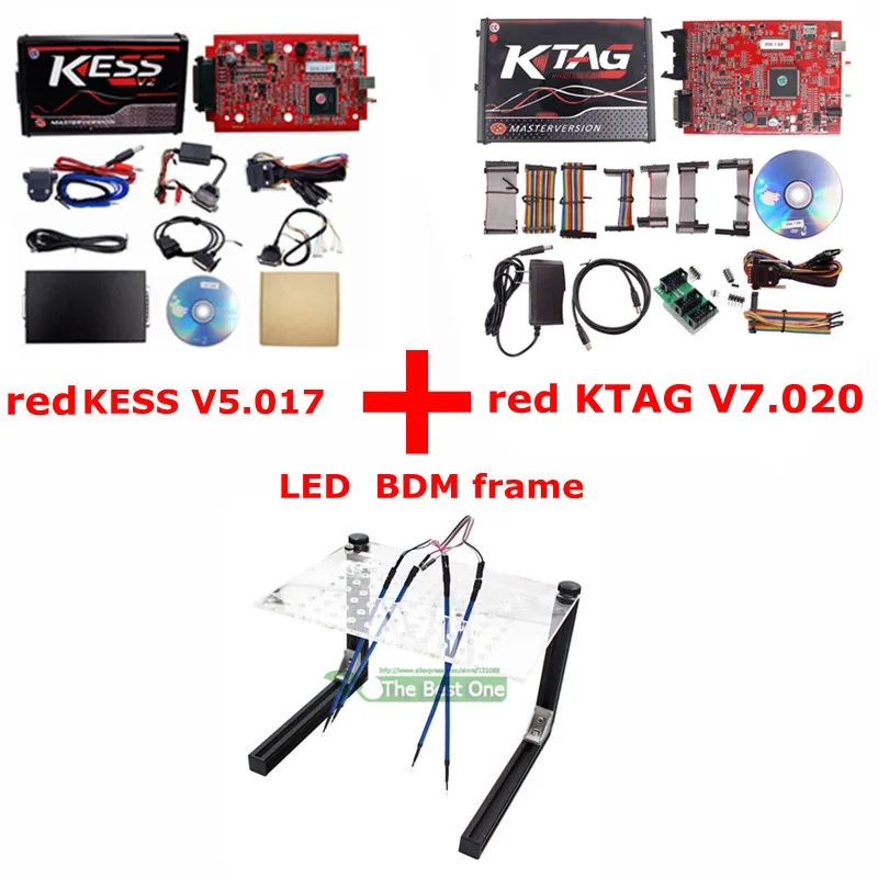 Полный набор ЭКЮ программист онлайн V2.47 ЕС красный Kess V2 V5.017+ KTAG V7.020 2,23+ 0475 FGTECH Galletto 4 V54+ BDM Рамка ChipTuning инструмент - Цвет: kess ktag led