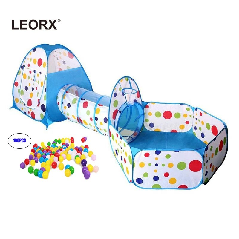 

100pcs Ocean Ball vs 3pcs Kids Play Tent Crawl Tunnel with Ball Pit with Basketball Hoop Indoor Outdoor Playhouse for Babies