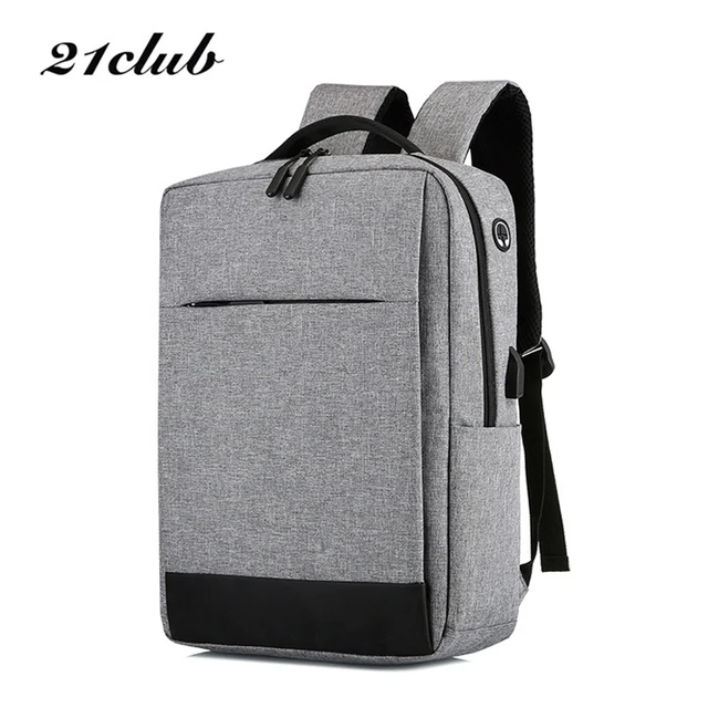Best Offers 21CLUB Brand Solid Color Waterproof USB Features Large capacity Men And Women Rucksack Travel Preppy Style Multifunctio Backpack
