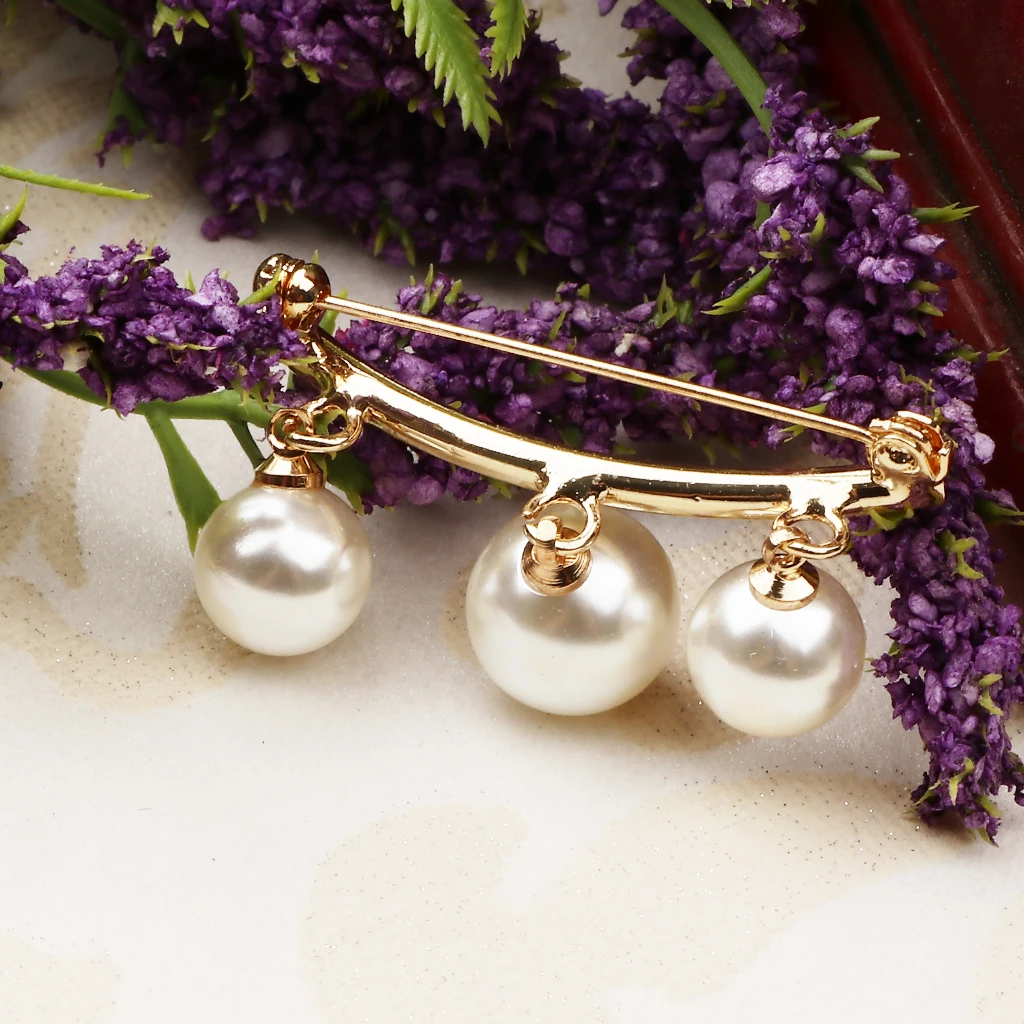 2 Pieces Imitation Pearl Dangle Arc-shaped Safety Collor Badge Brooch Hat Scarf Shawl Fasten Holder Pin | Украшения и аксессуары