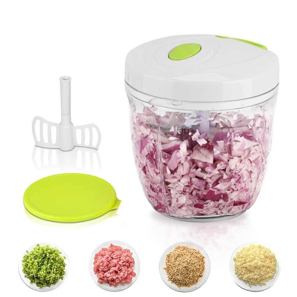 Manual Food Chopper 5 Blades Powerful Easy Pull Upgraded Hand Held Vegetable Onion Chopper/Food