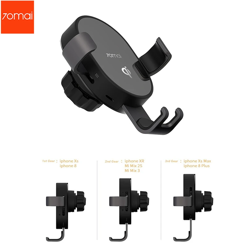 

Original Xiaomi 70mai Qi Wireless Charger Car Phone Holder For iPhone X XR Samsung S10 Intelligent Sensor Mobile Phone Car Stand