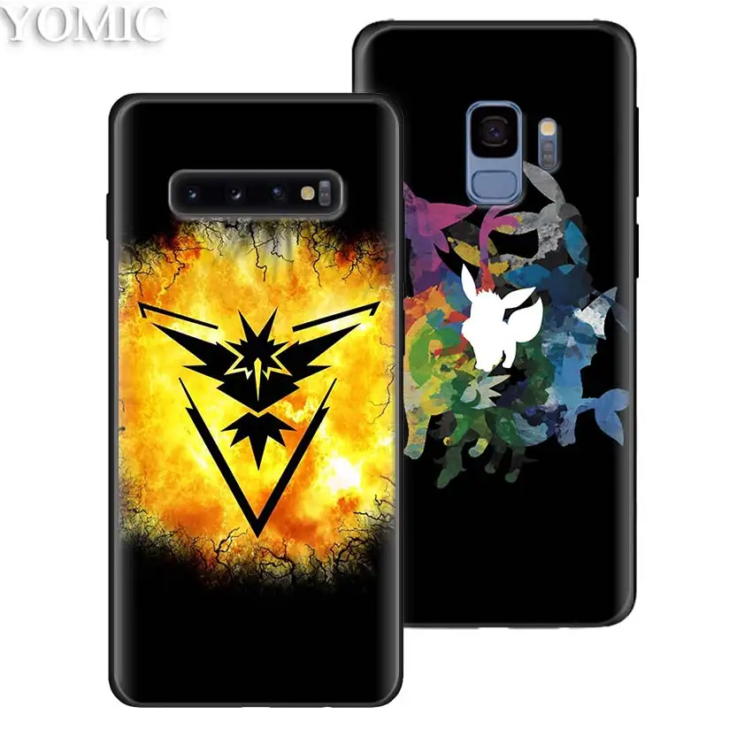 Силиконовый чехол Pokemons ball Pika для samsung Galaxy S10e S9 S8 S10 Plus S7 Note 9 8 A50 A70, черный мягкий чехол