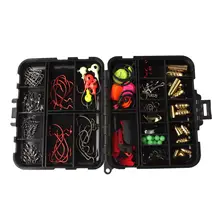 128 шт., 20 типов наживки для рок-рыбалки, наборы, пулевые грузила, крючки, разъемное кольцо, ложка, приманка, ночные бусины с аксессуарами, коробка для снастей