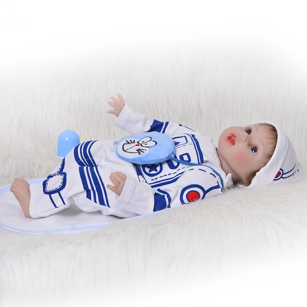 Очень милый 55 см Reborn Girl Мягкий силиконовый пупсик улыбка девочка 22 ''милый