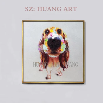 

Top Artist Hand painted High Quality Abstract modern Dog Oil Painting on Canvas Funny Dog animal