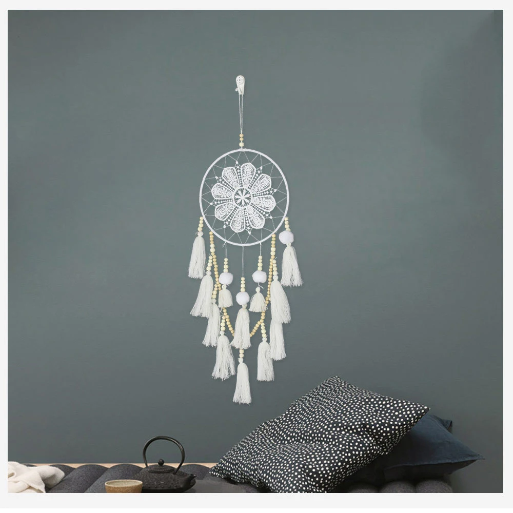 

Handmade Dream Catcher Indian Style Woven Wall Hanging Decoration White Dreamcatcher Wedding Party Hanging Decor Wind Chimes new