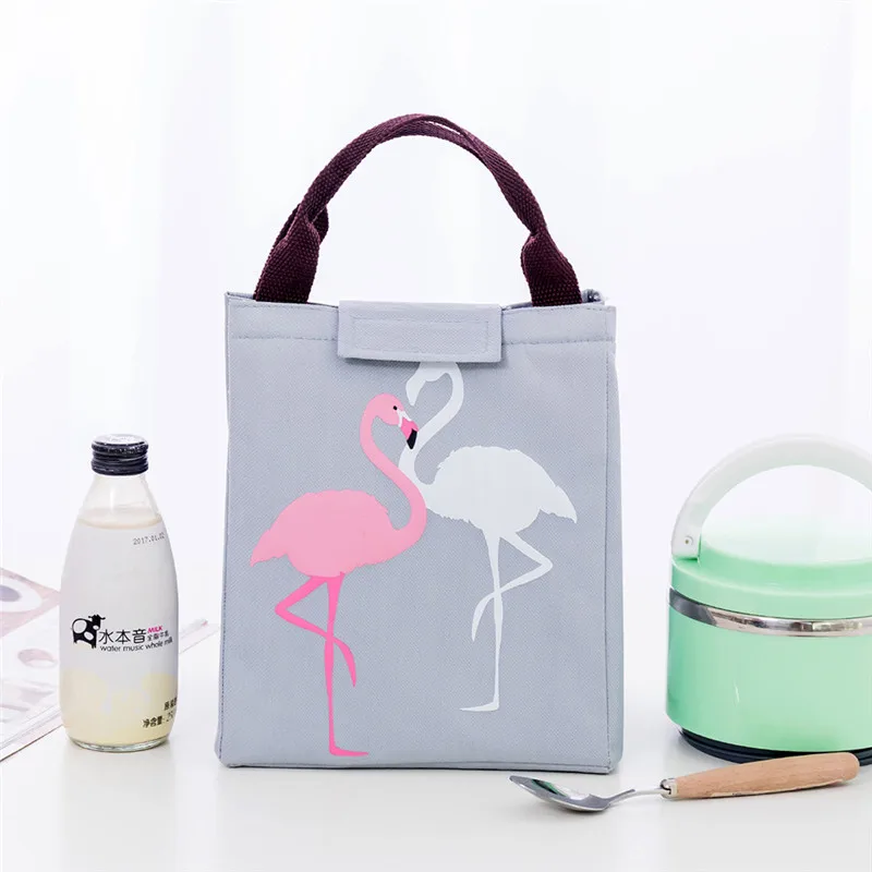 

Flamingo Tote Thermal Bag Black Waterproof Oxford Beach Lunch Bag Food Picnic Bolsa Termica Women kid Men Cooler Bag New