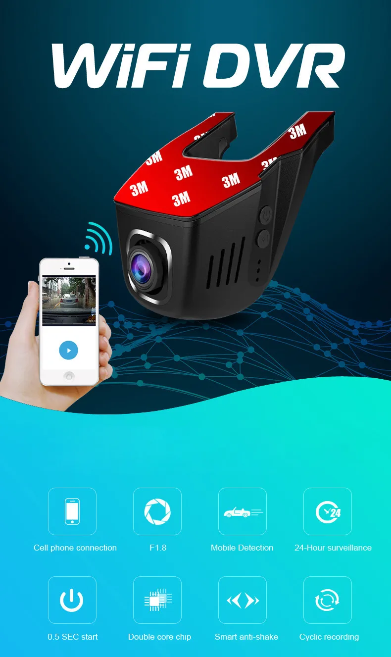 WiFi Автомобильный видеорегистратор Камера Dashcam Full HD 1080P цифровой видео регистратор рекордер ночная версия Novatek 96658G-sensor автомобильная видеокамера