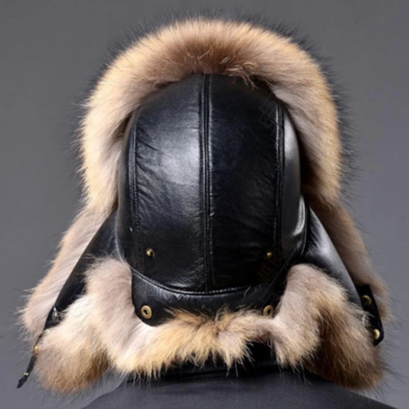 Новые высококачественные мужские кожаные зимние шапки из искусственного лисьего меха Lei Feng, шапка с ушками, теплые зимние шапки, русские утепленные шапки-бомберы