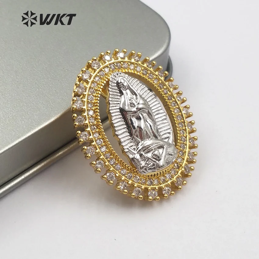 

WT-MP104 Dainty Blessed Virgin Pendant Religious Medal With Dainty Crave Cubic Zirconia Pendant Jewelry For Women Luck Token