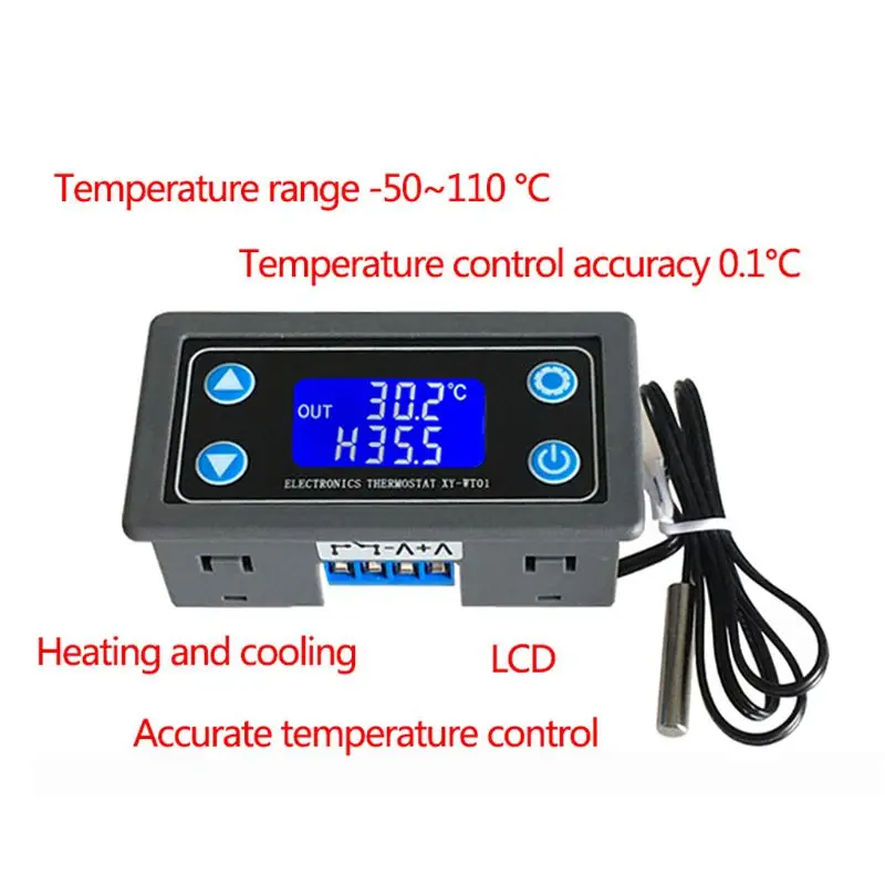 

XY-WT01 Temperature Controller Digital LED Display Heating/Cooling Regulator Thermostat Switch