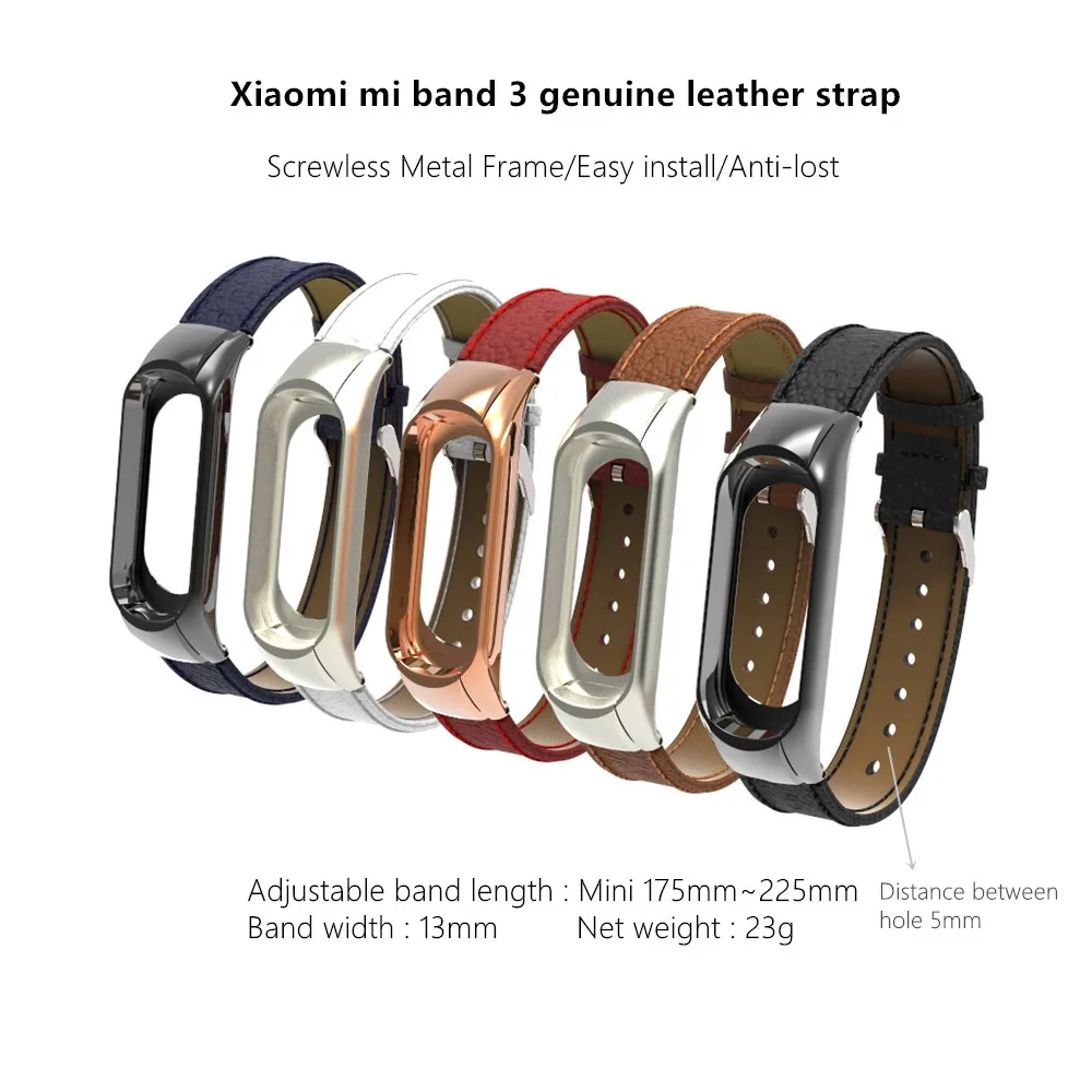 E ZONE Mi Band 3 Strap Genuine Leather Bracelet for Xiaomi