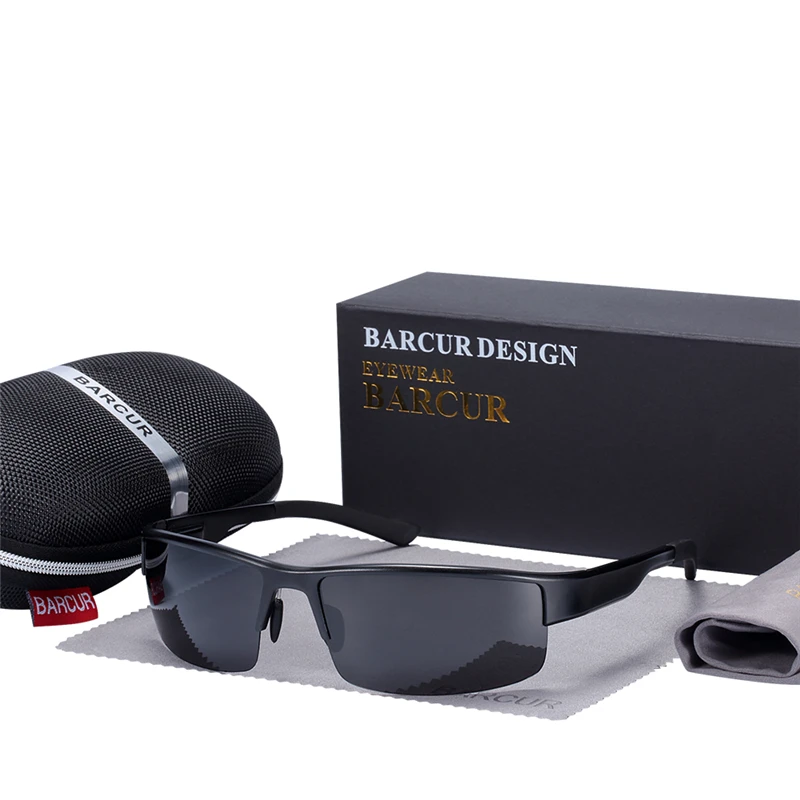 BARCUR Semi Rimless Sunglasses Men's Aluminium Magnesium