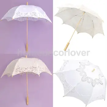 

New Cotton Battenburg Parasol Girl Wedding Party Decor Sun Umbrella Photo Prop Photo Prop