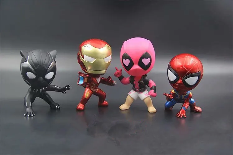 

The Avengers 3 Infinity War Iron Man Spider man deapool Black Panther Cute PVC Action Figure Superhero Collectible Model Toy