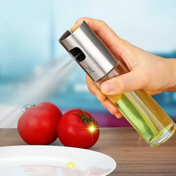 

Hot Sale Glass Olive Spraying Oil Bottle Sprayer Stainless Steel Edible Oil Pot Leak-proof Drops Spice Jar Kitchenware Tools