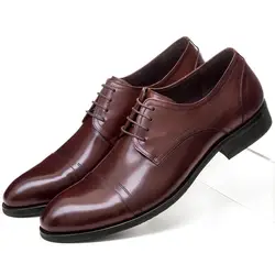 Дышащие черные туфли/коричневый загар социальные обувь Мужская модельная обувь свадебные туфли из натуральной кожи мужская обувь в