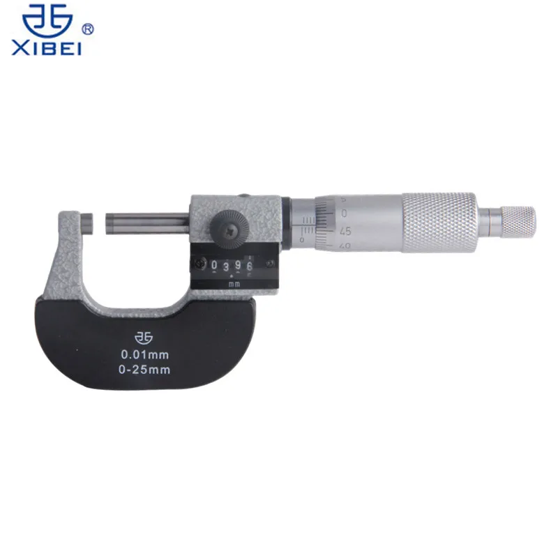 XIBEI наружный микрометр 0-25 мм/0,01 мм Микрометр метрический винт резьбовой калибр суппорт измерительный инструмент