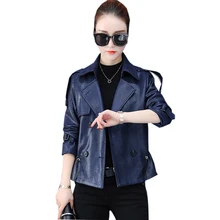 Новая Осенняя куртка из оленьей кожи, пальто, модные короткие двубортные повседневные пальто, верхняя одежда высокого качества, женские пальто, куртки FP1379