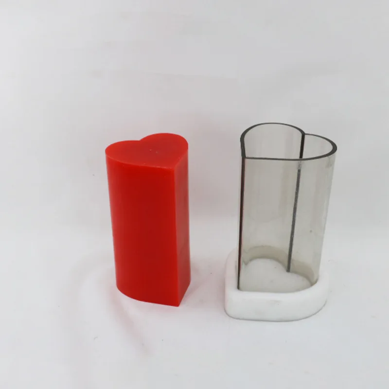 Heart Shaped High Barrel Candle Mold Wax Plastic Mould Manual DIY Soap the color of bottom base is random | Дом и сад
