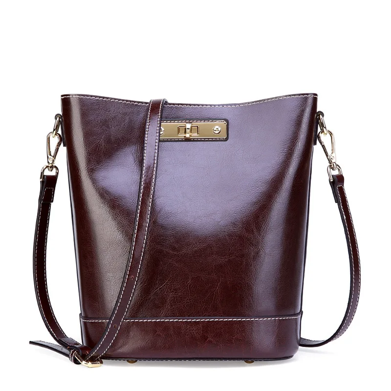 

Oil wax cowhide bolsa feminina top grade Messenger Bag brand women 100% genuine leather shoulder bag Delivery two shoulder strap
