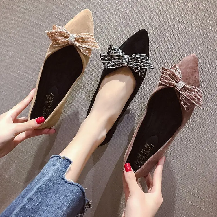 Printemps Daim Tendance Femmes Plat orange rose Édition Respirant Nouvelles Coréen De Dérapage preuve Simples Profonde Point Peu Chaussures semelles 2019 Noir TcK1JFl3