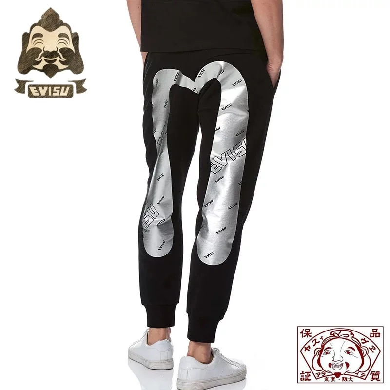 

2019 Evisu Big M Silver Printing Men's Wild Casual Pants Cotton Warm Breathable Sweatpants Men's Casual Pants Black TrousersF080