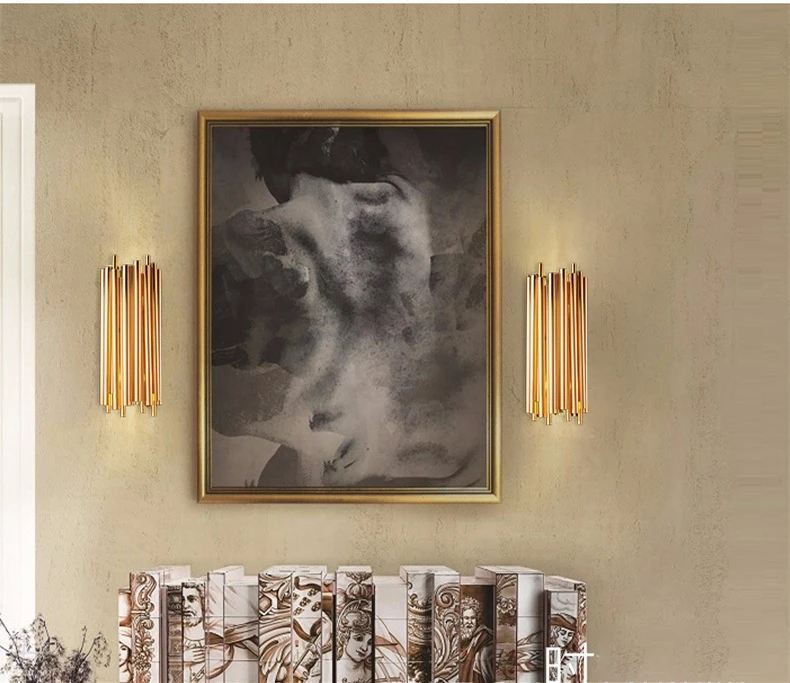 Post Modern Brubeck Wall Lamp Luxury Hotel Coffee Bar Cafe Home Decoration LED Light Fixtures  Gold Aluminium Tube Sconces 4