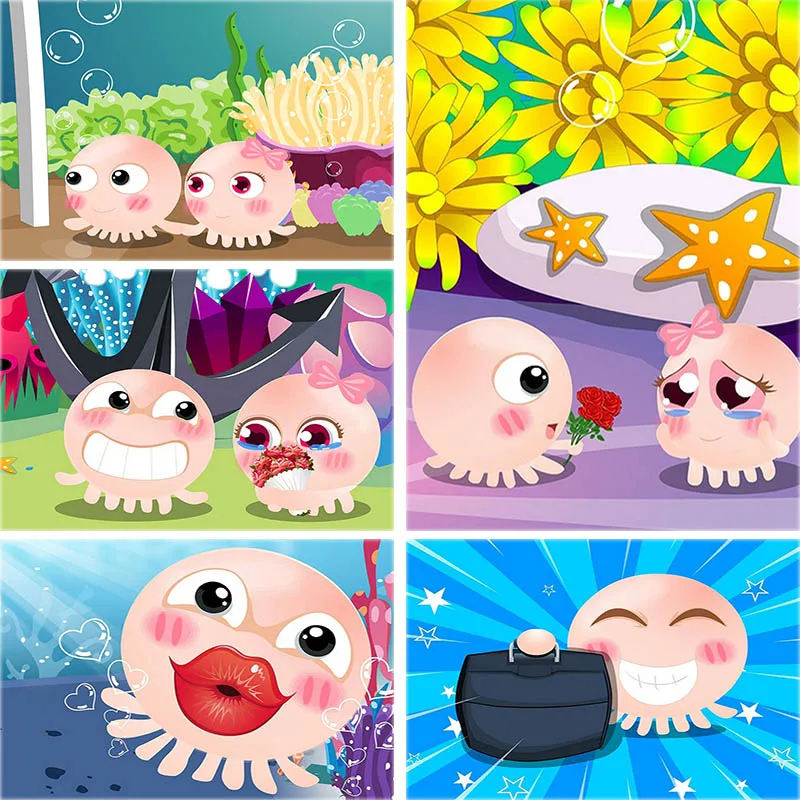 

Cartoon Animal Daimond Painting Octopus Full Drill 5d Diy Diamond Embroidery Seaweed View Rhinestone Home Decor Lovely Gift A35