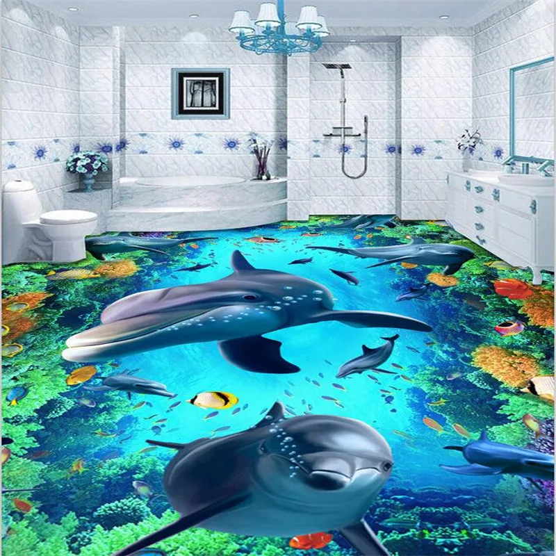 

high quality Custom 3D floor wallpaper wear non-slip waterproof thickened self-adhesive PVC floor sticker painting Murals color