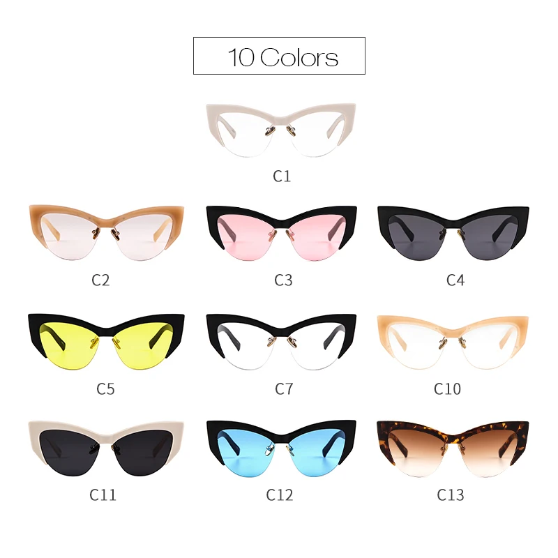 WHO CUTIE, полуоправа, кошачий глаз, солнцезащитные очки для женщин, фирменный дизайн, женские солнцезащитные очки больших размеров, кошачий глаз, желтые оттенки, для женщин, OM686