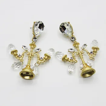 

New Fashion Baroque Crystal Mini Chandeliers Earrings Charm Rhinestone Dangle Exaggerated Statement Bridal Party Jewelry 439