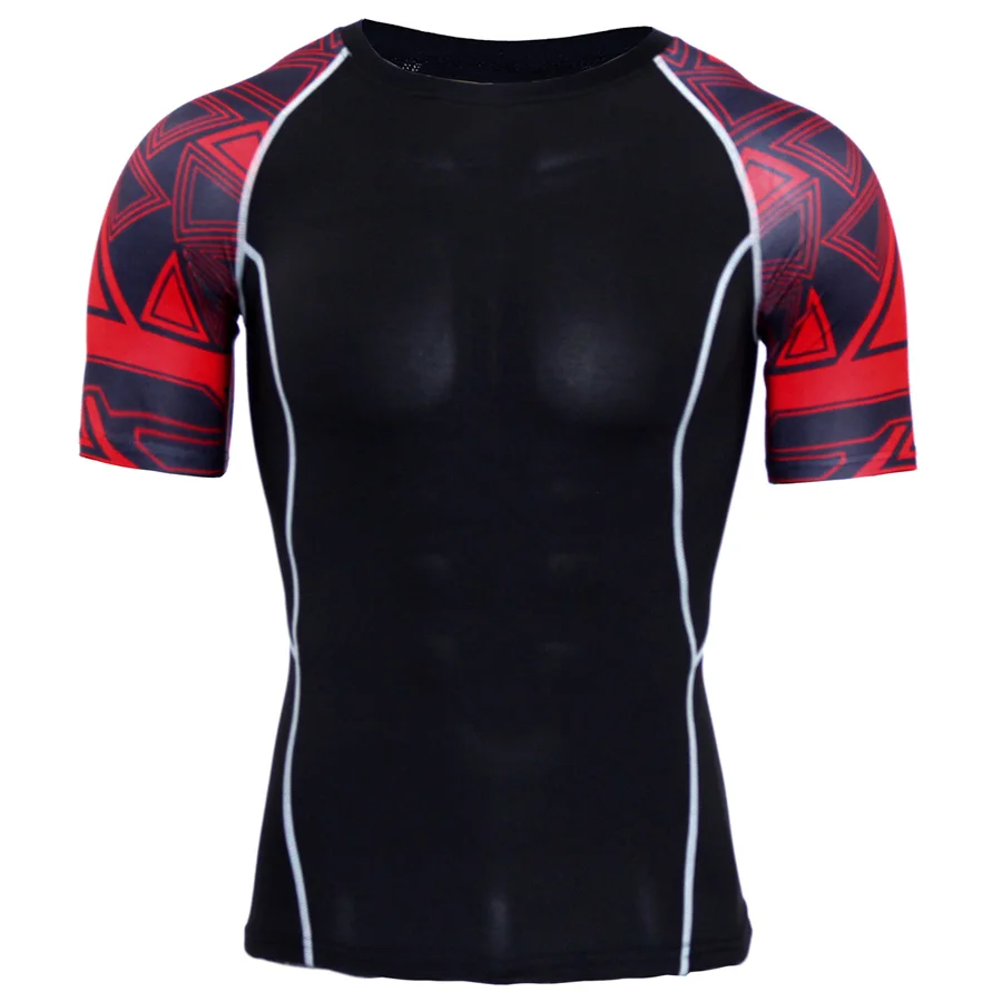 Running Shirt Men Compression Tights Fitness Tank Top MMA Rashgard Anime 3D T Shirt Wolf Skull Short Sleeve T Shirt Men Gym Wear